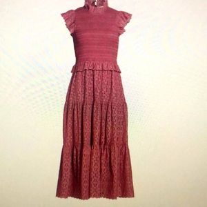 Sea Smocked Eyelet Midi Dress size 2 NWT